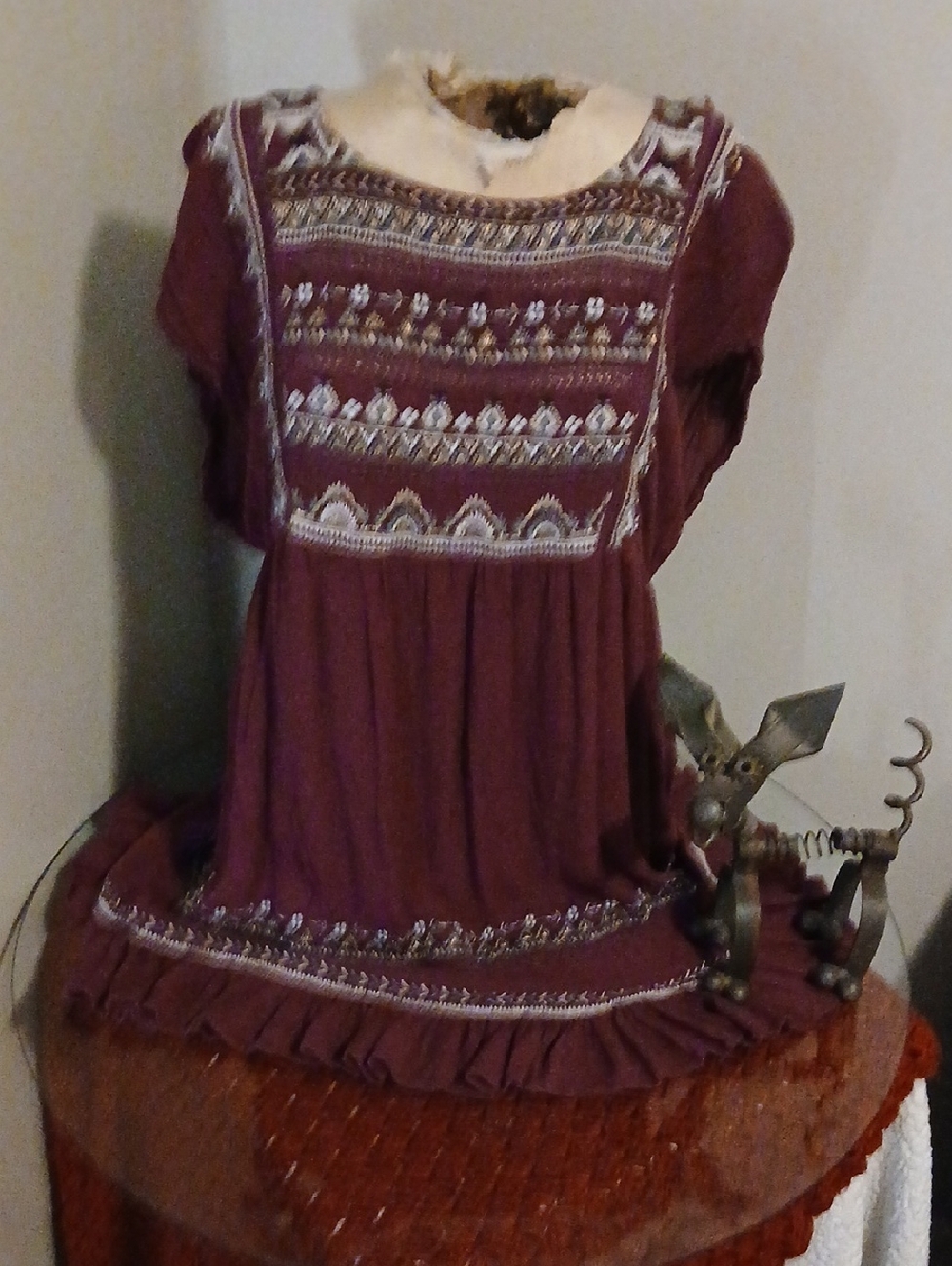 Free People Burgundy Embroidered Girls' Dress